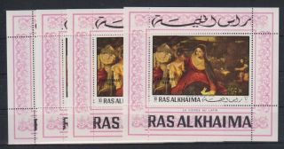 W312.  3x Ras Al Khaima - Mnh - Art - Paintings - Lapin