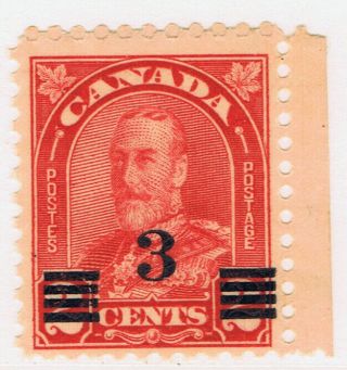 Canada 191 (1) 1932 3 Cent On 2 Cent Deep Red George V Die 2 Mnh Cv$3.  00