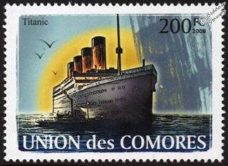 Rms Titanic White Star Line Ocean Liner Cruise Ship Stamp (2008 Comoros)