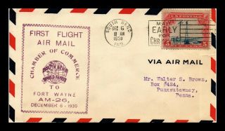 Dr Jim Stamps Us South Bend First Flight Air Mail Cover Am 26 Punxsutawney