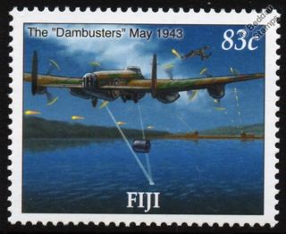 Raf Avro Lancaster May 1943 Dambusters Raid Wwii Aircraft Stamp (2005 Fiji)