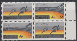 Canada 759 - 760 14¢ Xi Commonwealth Games Running Block Of Four Mnh - B