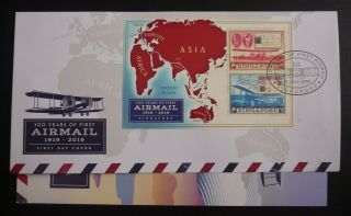 Singapore 100 Years Of First Airmail First Day Cover Stamps Fdc 2019 Ms Nr