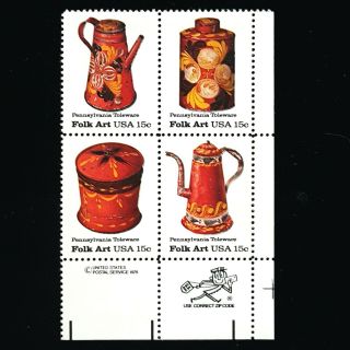 1979 Zip Block 1778a Tagged Mnh Us Stamps Pennsylvania Toleware Folk Art