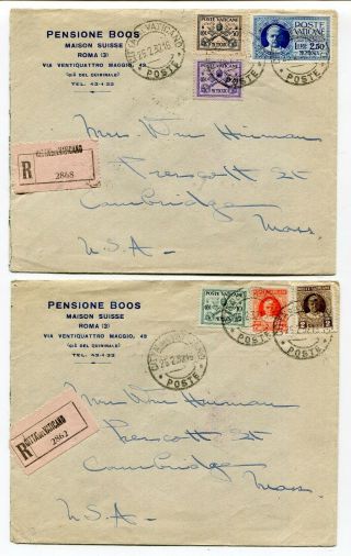 Vatican City 1932 - Two Merchant Cc Covers - Sent Registered To Usa -