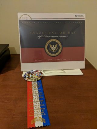 Obama - Biden Inauguration Day Souvenir Stamp Set And Inauguration Button