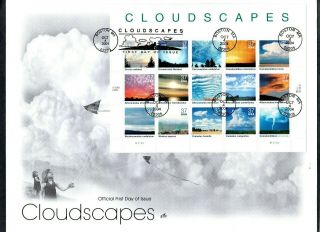 X U.  S.  Stamps Fdc Artcraft Sheet Scott 3878 Cloud Scapes 15 Different Clouds