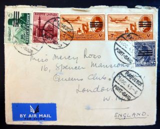 Egypt 1945 Farouk Period On P & O Cover Paquebot To London Small/faults Bg504