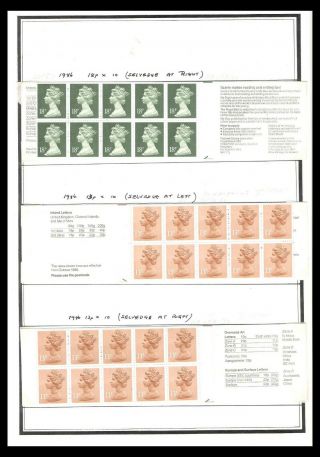 Gb 1986 Qe Ii Machins 13p & 18p Booklet Panes Lot (uhm) (umfb 44; 32; 33)
