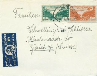 1949 Airmail Cover From Beyrouth,  Lebanon,  To Zurich,  Switzerland