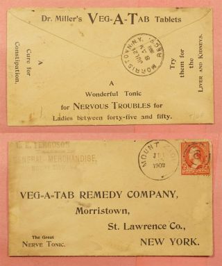 1902 Dpo 1840 - 1904 Mount Zion Va Cancel To Veg - A - Tab Remedy Ny Advertising