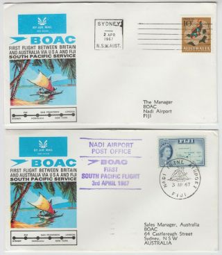 Boac 1967 South Pacific Service Sydney - Fiji Official Illustrated Returned Ffcs