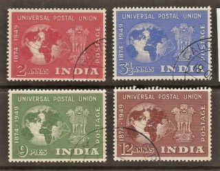 India Kgvi 1949 Sg325/328 75th Anniversary Of Upu Set - Fine (jb7099)