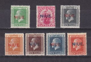Niue 1917,  Sc 21 - 29,  Cv $24,  George V,  Part Set,  Mh