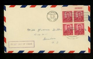 Us Postal History Canal Zone 138a Fdc Theodore Roosevelt 1949 Gamboa Cz