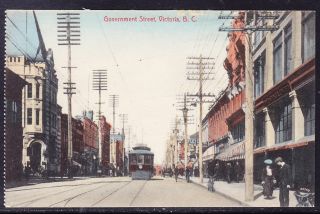 Canada 1913 Picture Postcard Government Street.  Victoria Bc