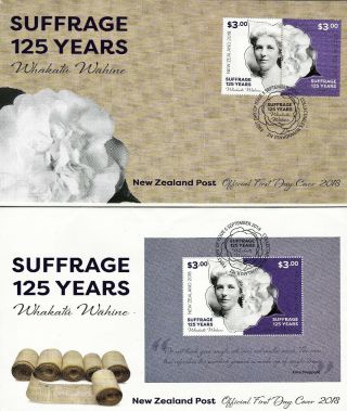 2018 Nz Suffrage 125 Years / Votes For Women Fdc 