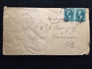 1870 - 82 Era York (?) Us Cover With (2) 3 Cent " George Washington " Stamps