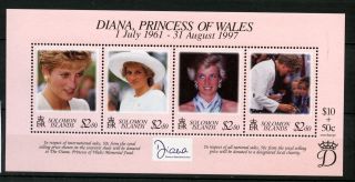 Solomon Islands 1998 Sg Ms908 Diana Princess Of Wales Mnh M/s A58942