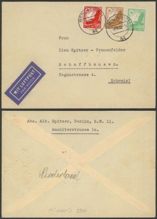 Germany 1937 - Air Mail Cover Berlin To Switzerland 34829/2