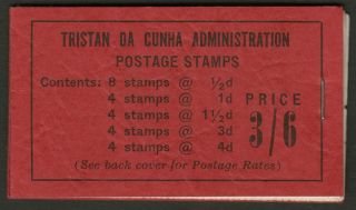 Tristan Da Cunha 1958 Qeii 3sh6d Black On Red Stamp Booklet Sg Sb2 Cat £55