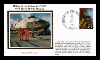 Us Cover Return Of Space Shuttle Columbia Sts - 65 Colorano Silk Cachet