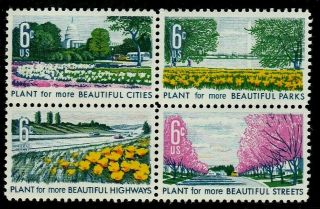 Us Nature Scott 1365 - 1368 Beautification Of America 6c Mnh Vf Block Of 4 Stamps