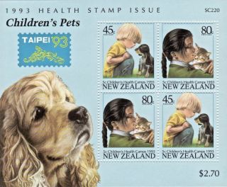 1993 Zealand Nz Childrens Pets Health Taipei 93 Show Stamp Mini Sheet