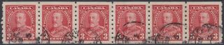 70) Canada 1935 - 3 Ct.  Coil Strip X 6 Stamps Perf.  Imp X 8½ - - Perfect