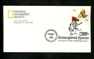 Us Postal History Animals Butterfly Endangered 1996 Dc 3105f National Geographic