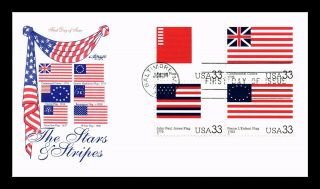 Dr Jim Stamps Us Stars And Stripes Historic Flags Block Of Four Fdc Cover