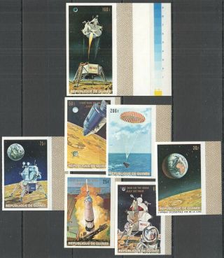 M841 Imperforate 1969 Guinea Space First Man On The Moon 7st Mnh