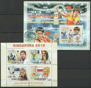 Bc729 2010 Guinea - Bissau Sport Olympic Games Singapour 2010 1bl,  1kb Mnh