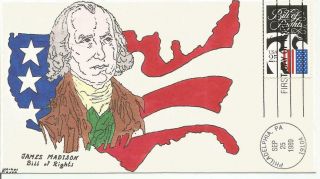 2421 Bill Of Rights Fdc - Kribbs Hand Painted Cachet