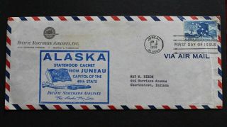 Usa - 1959 Very Scarce Alaska Statehood Fdc With Scarce Cachet & Certificate Rr