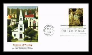Dr Jim Stamps Us Freedom Of Worship Norman Rockwell Four Freedoms Fdc Cover