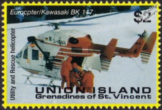 Mbb / Kawasaki Bk - 117 Utility & Rescue Helicopter Aircraft Stamp 2 (2007)