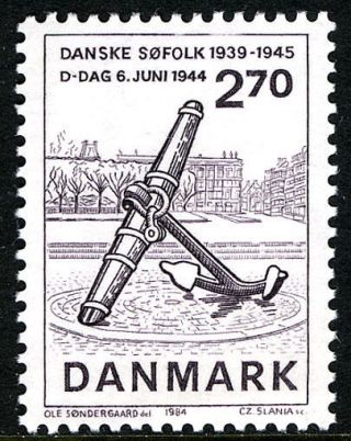 Denmark 758,  Mnh.  D - Day,  40th Anniv.  War Memorial,  Copenhagen,  1984