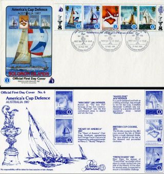 America’s Cup 1987 5 Stamp Cover Sailing Competition - French Entry " French Kiss "