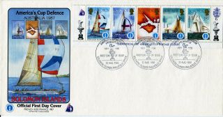 AMERICA’S CUP 1987 5 STAMP COVER SAILING COMPETITION - FRENCH ENTRY 