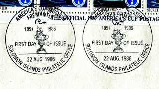 AMERICA’S CUP 1987 5 STAMP COVER SAILING COMPETITION - FRENCH ENTRY 