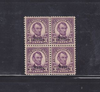 Us Stamps - 672; 3c Nebr.  Overprint Issue; Block Of 4; Never Hinged