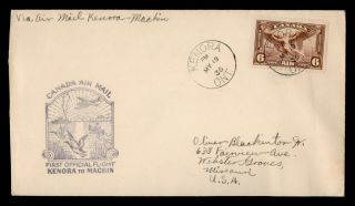 Dr Who 1936 Canada Kenora To Machin First Flight Air Mail C105386
