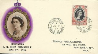1953 Turks And Caicos Islands Coronation Omnibus Stamp On Pts Fdc