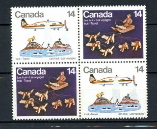 Canada Mnh Block 771 - 72 Inuit Travel 1978 Dog Sled Airplane K195