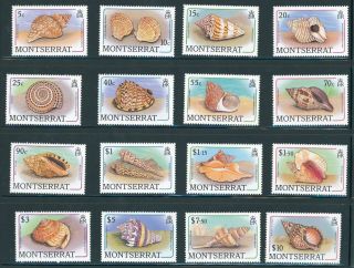 Montserrat Sea Shells Definitive Set Of 16 Never Hinged