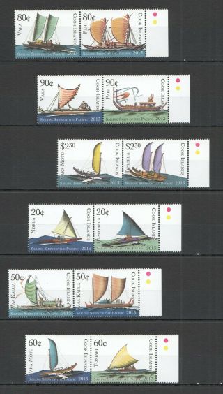 W1022 2013 Cook Islands Sailing Ships Of The Pacific Michel 1822 - 33 Big Set Mnh