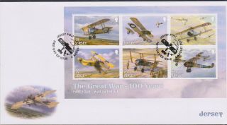 Gb Jersey 2017 The Great War/wwi Series 4/war In The Air Mini - Sheet Fdc Aircraft