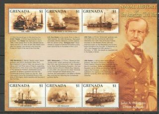 X172 2001 Grenada Transport Ships Naval History Of American Civil War 1kb Mnh