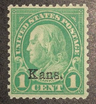 Travelstamps: 1929 US Stamp Scott 658 1c Kansas overprint.  M/NH VF/XF,  MNH 3